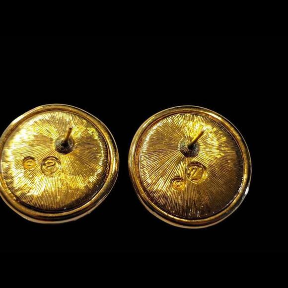 Vintage Signed Swarovski Crystal Domed Stud Earrings - Picture 6 of 9